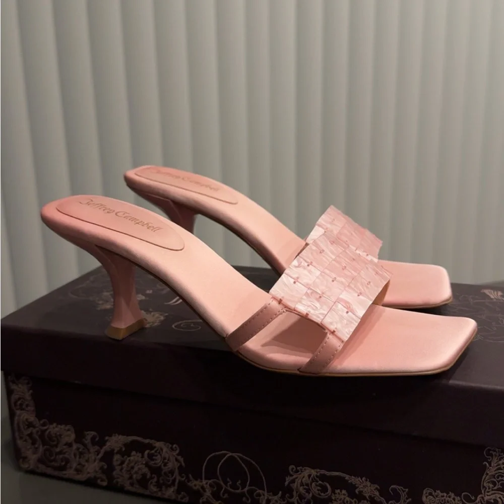 Jeffrey Campbell Abalone-Inspired Square Toe Heels Sandals 7